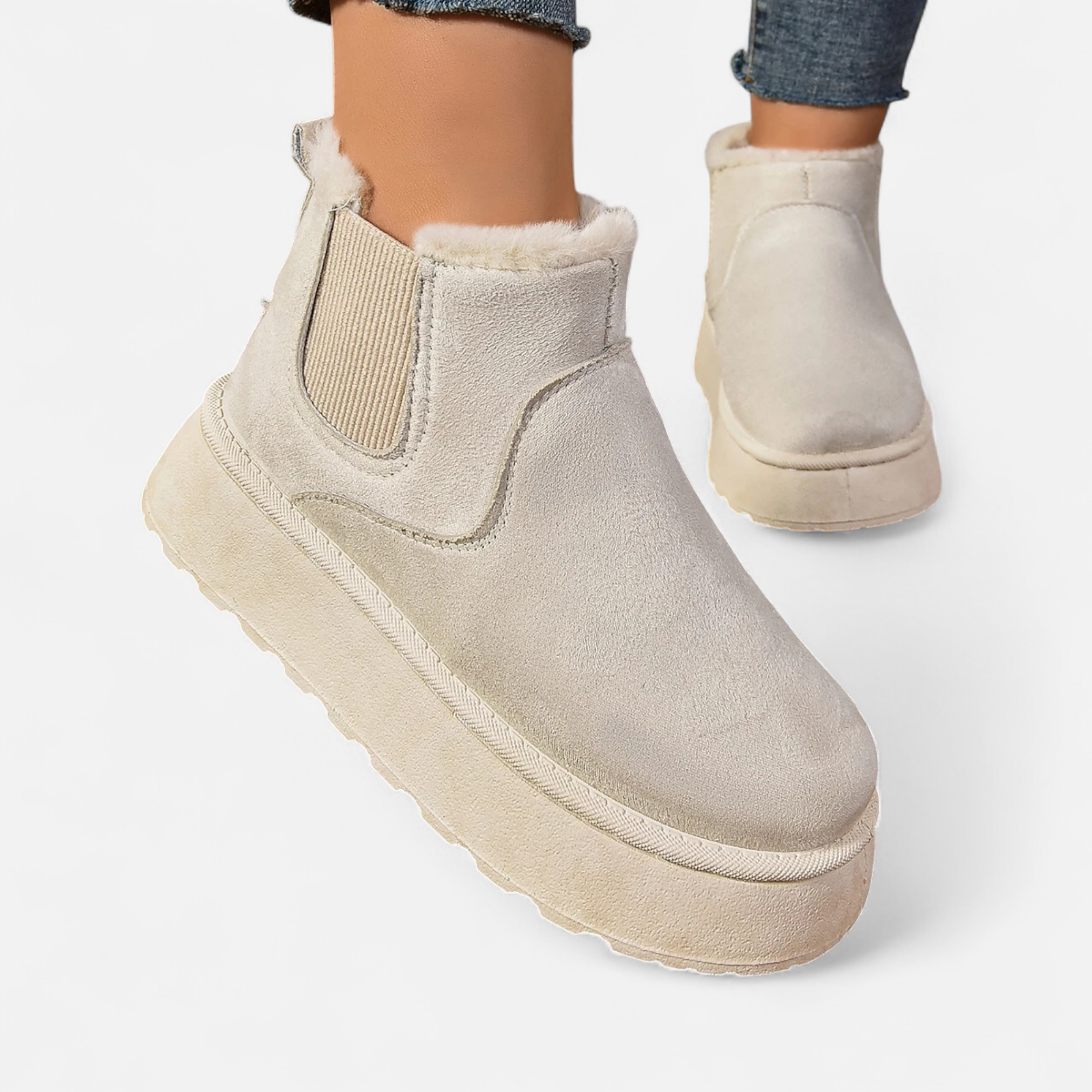 Anne & Mari | Naiste Lühikesed Plüüšist Platvormi Ankle Boots