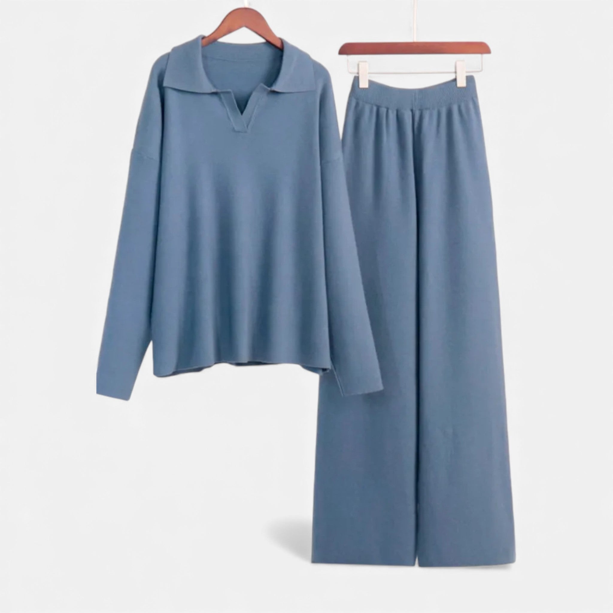 Anne & Mari | Naiste kasemiri-tunde polo lounge komplekt elegantse kudumise detailiga