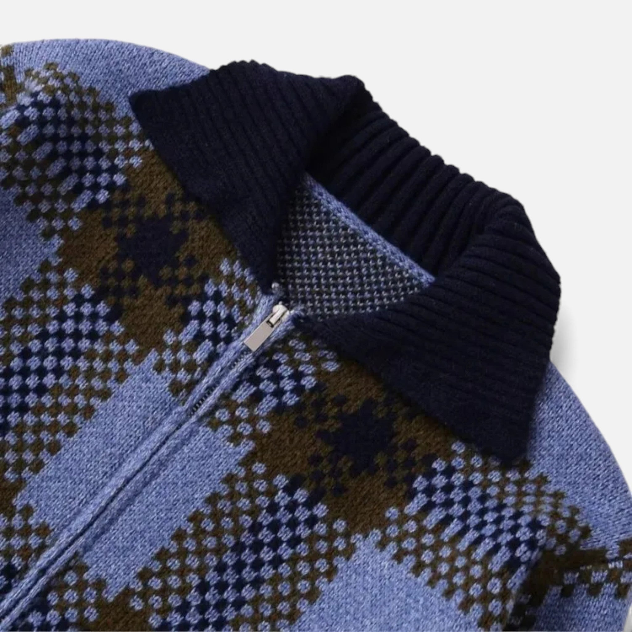 Anne & Mari | Naiste Ruuduline Kootud Tõmbluku Jakk Langetatud Kraega