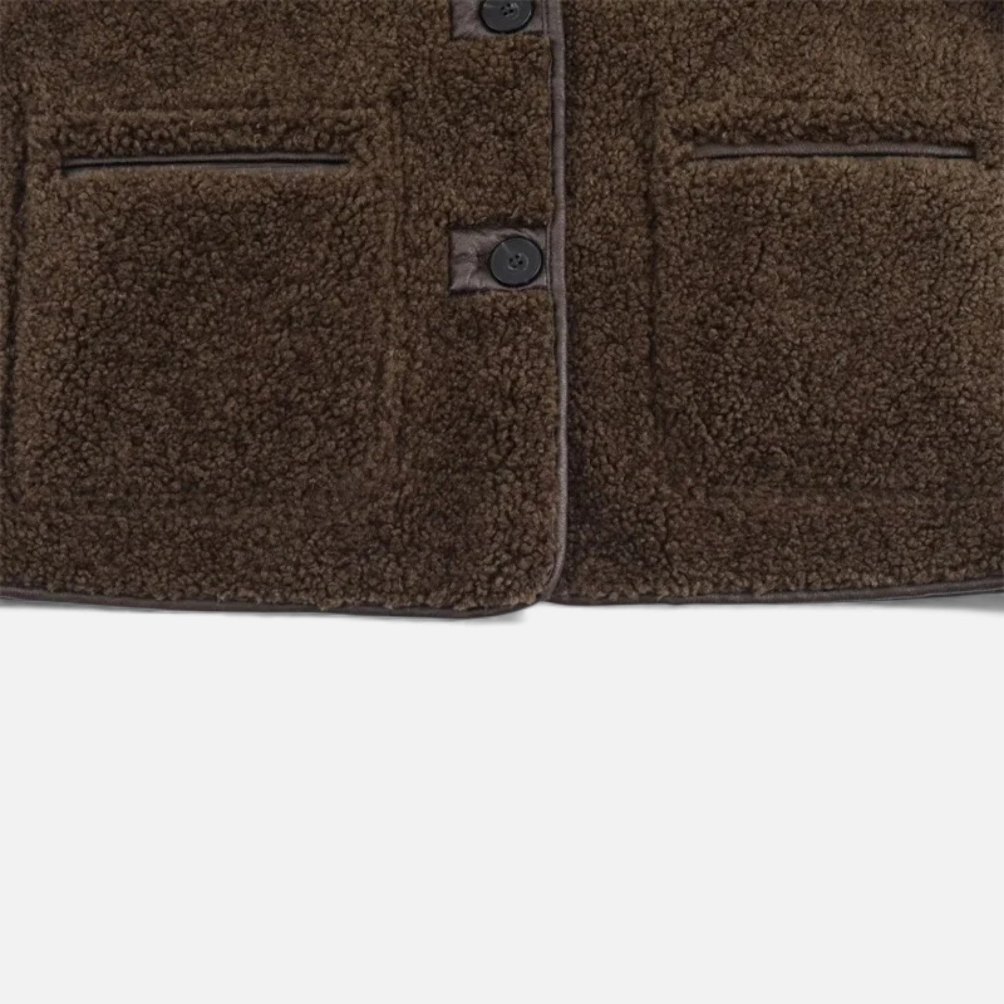 Anne & Mari | Naiste tähelepanuv pruun teddy jakk allapoole keeratava kraega