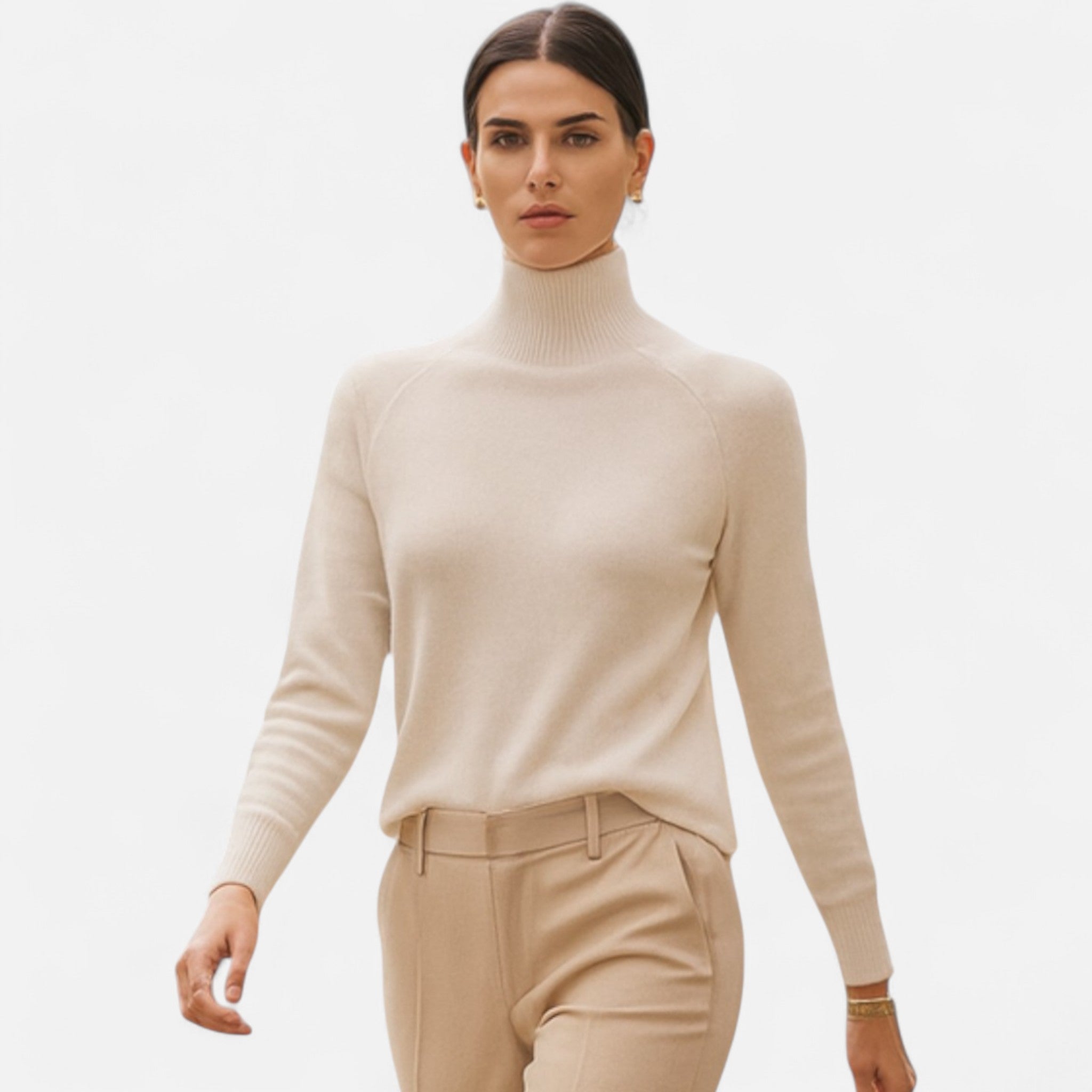 Anne & Mari | Naiste Meriinovilla ja Cashmere Mock-Neck Kampsun