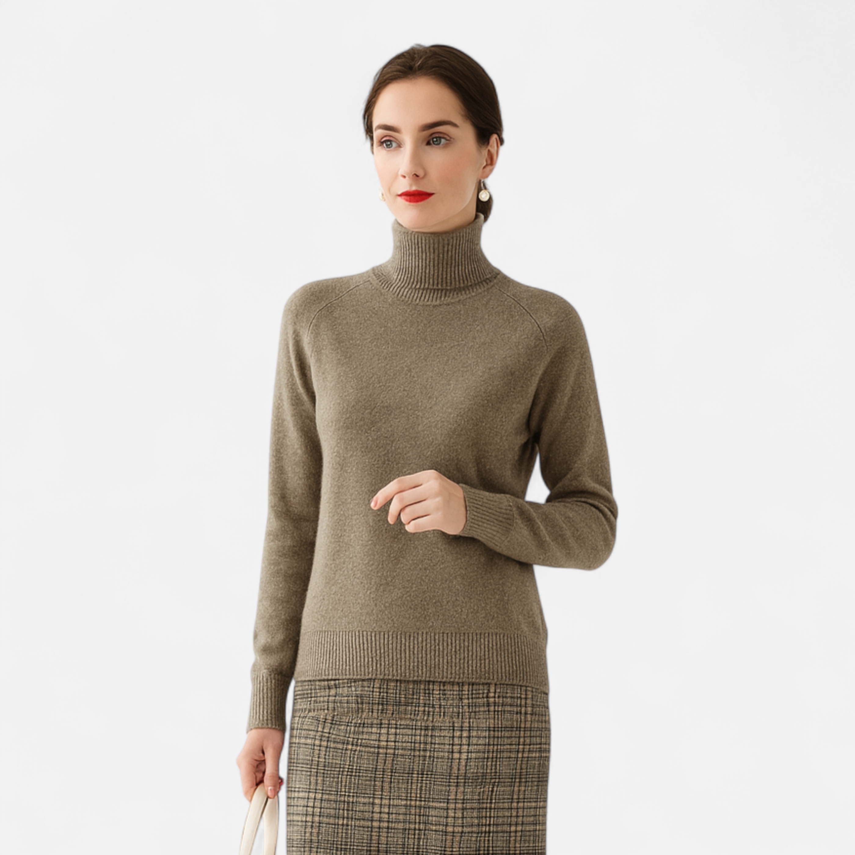 Anne & Mari | Naiste Meriinovilla ja Cashmere Mock-Neck Kampsun
