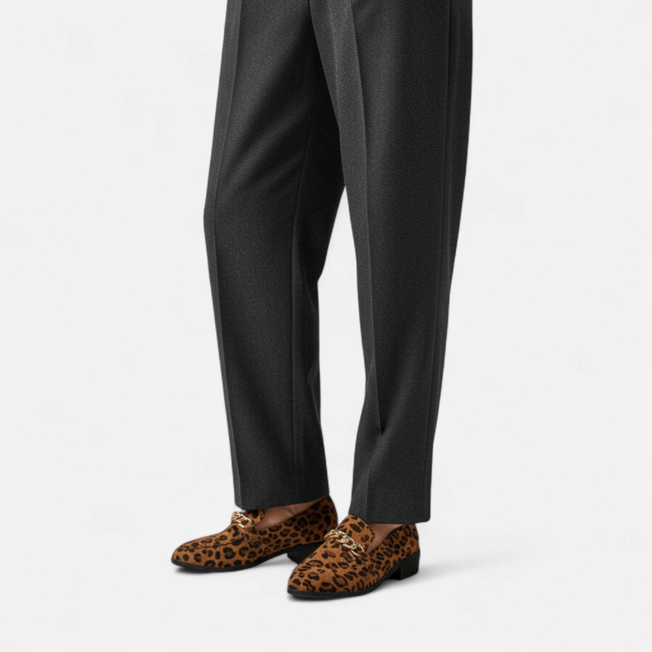 Anne & Mari | Naiste Nubuk Loafers – Leopardimustriga Keskmine Konts