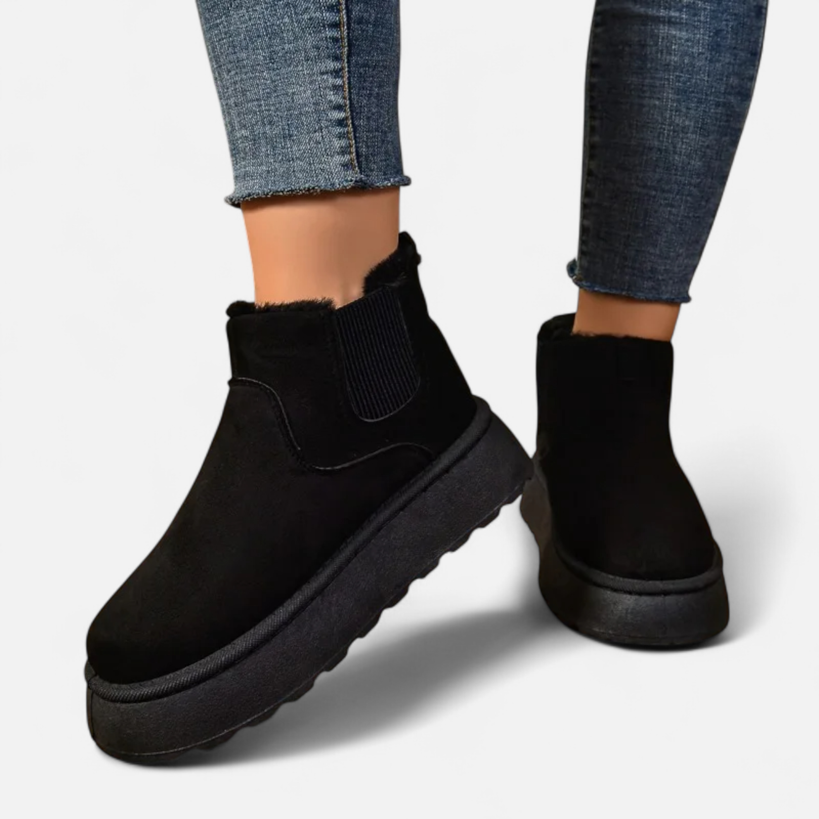 Anne & Mari | Naiste Lühikesed Plüüšist Platvormi Ankle Boots
