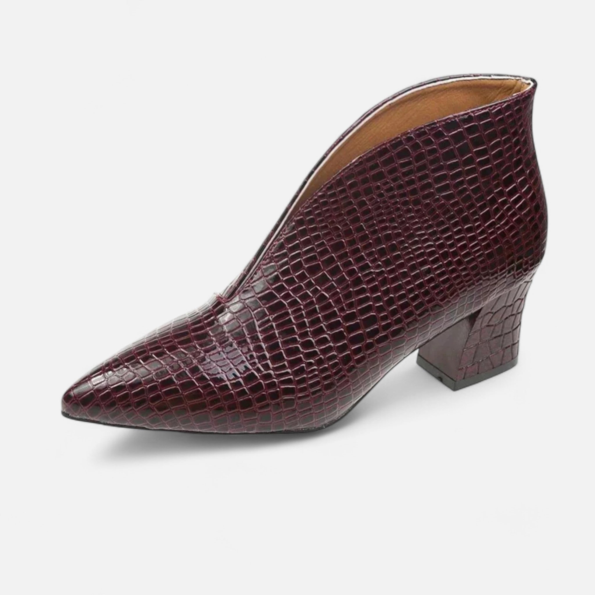 Anne & Mari | Naiste lakknahast V-kujuline pahkluu saapad