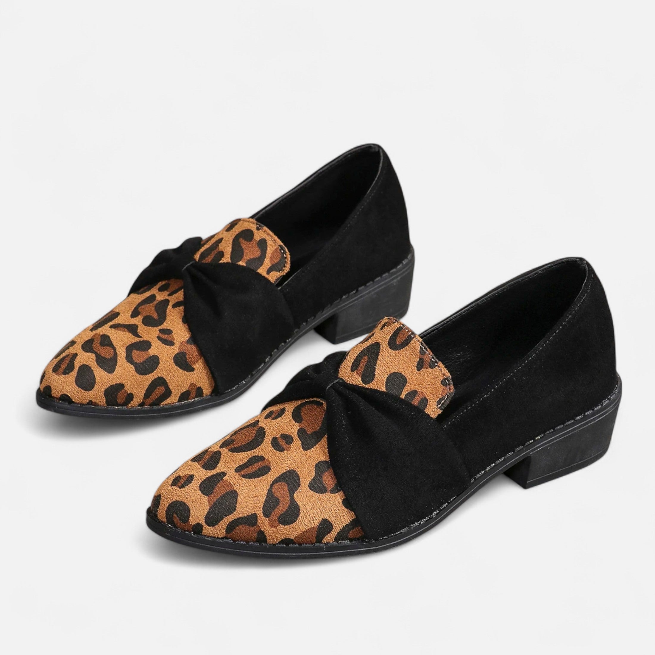 Anne &amp; Mari | Naiste Nubuk Loafers – Leopardimustriga Keskmine Konts