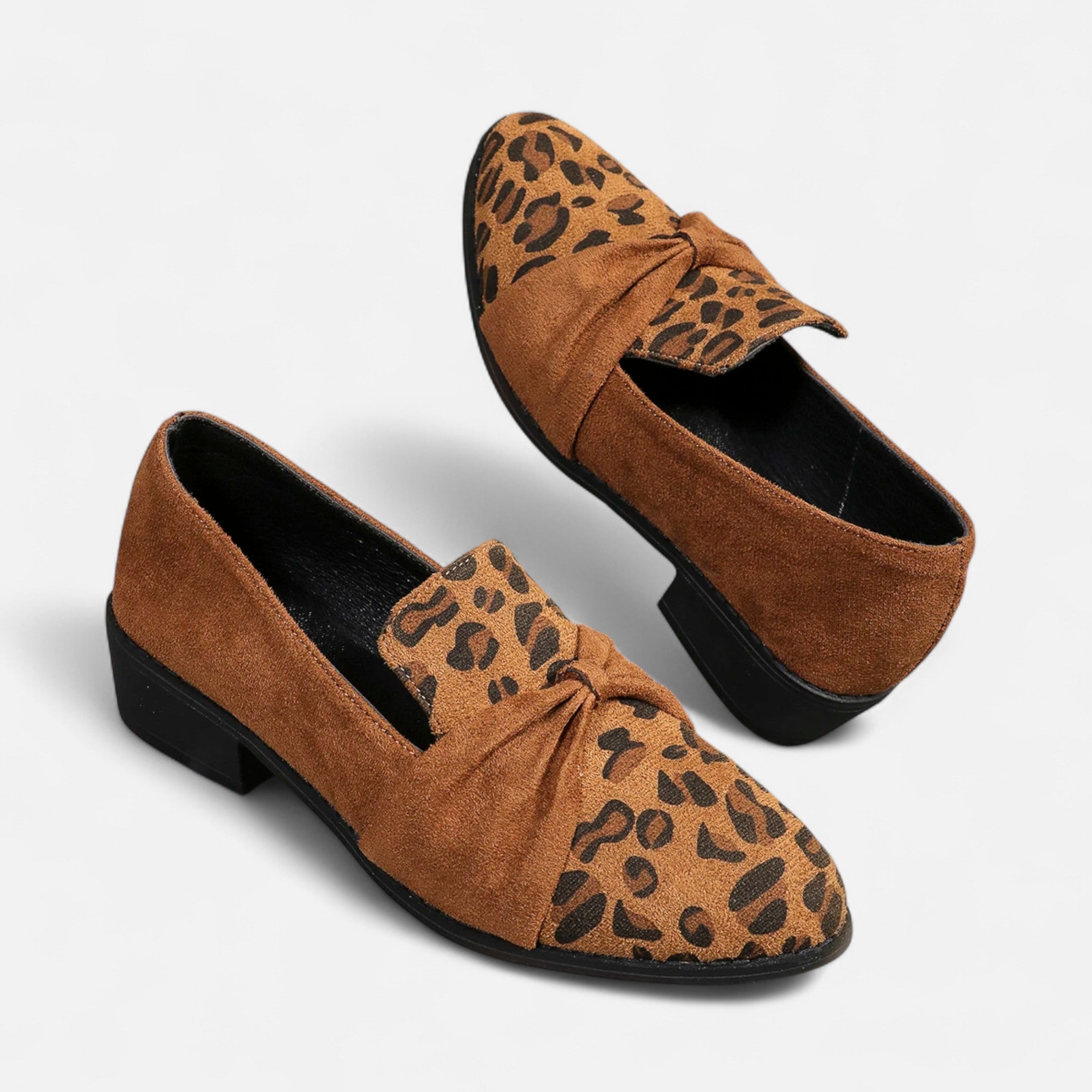 Anne &amp; Mari | Naiste Nubuk Loafers – Leopardimustriga Keskmine Konts