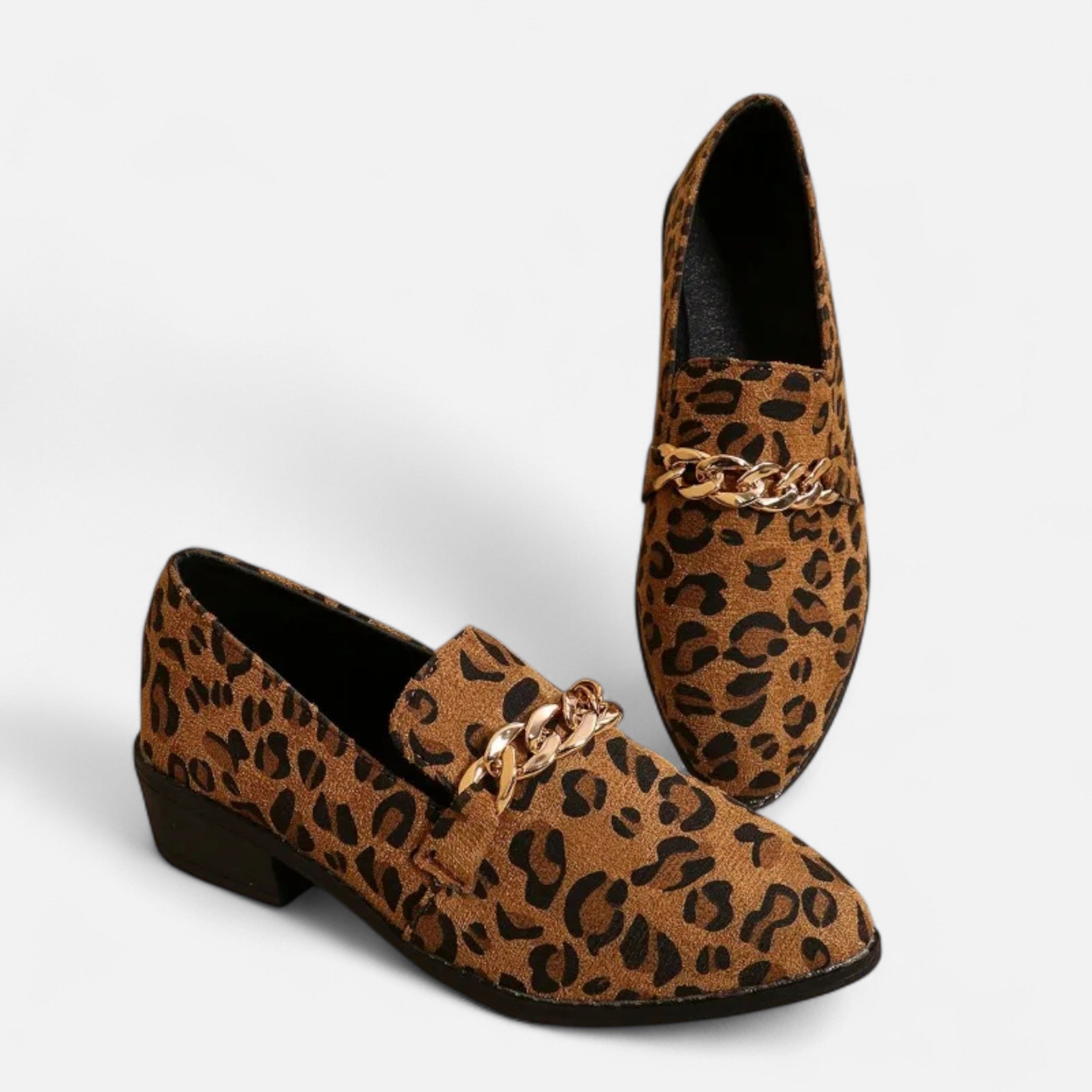 Anne &amp; Mari | Naiste Nubuk Loafers – Leopardimustriga Keskmine Konts