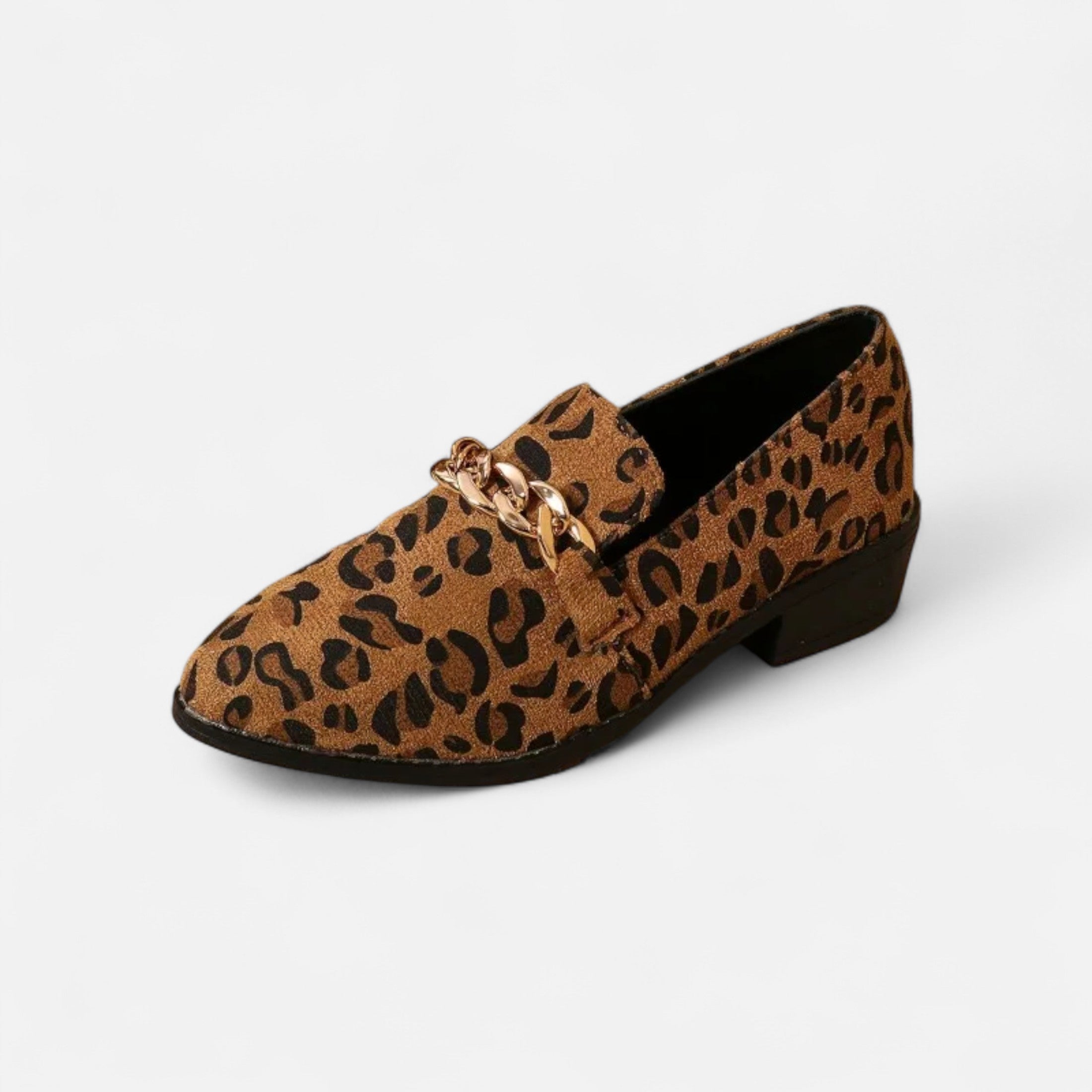Anne &amp; Mari | Naiste Nubuk Loafers – Leopardimustriga Keskmine Konts
