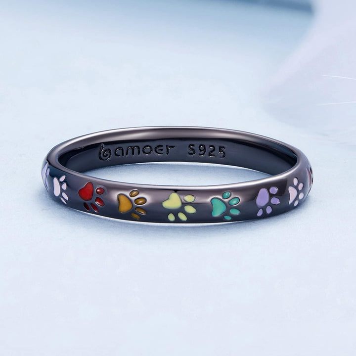 Sterling strieborný prsteň s odtlačkom labky.