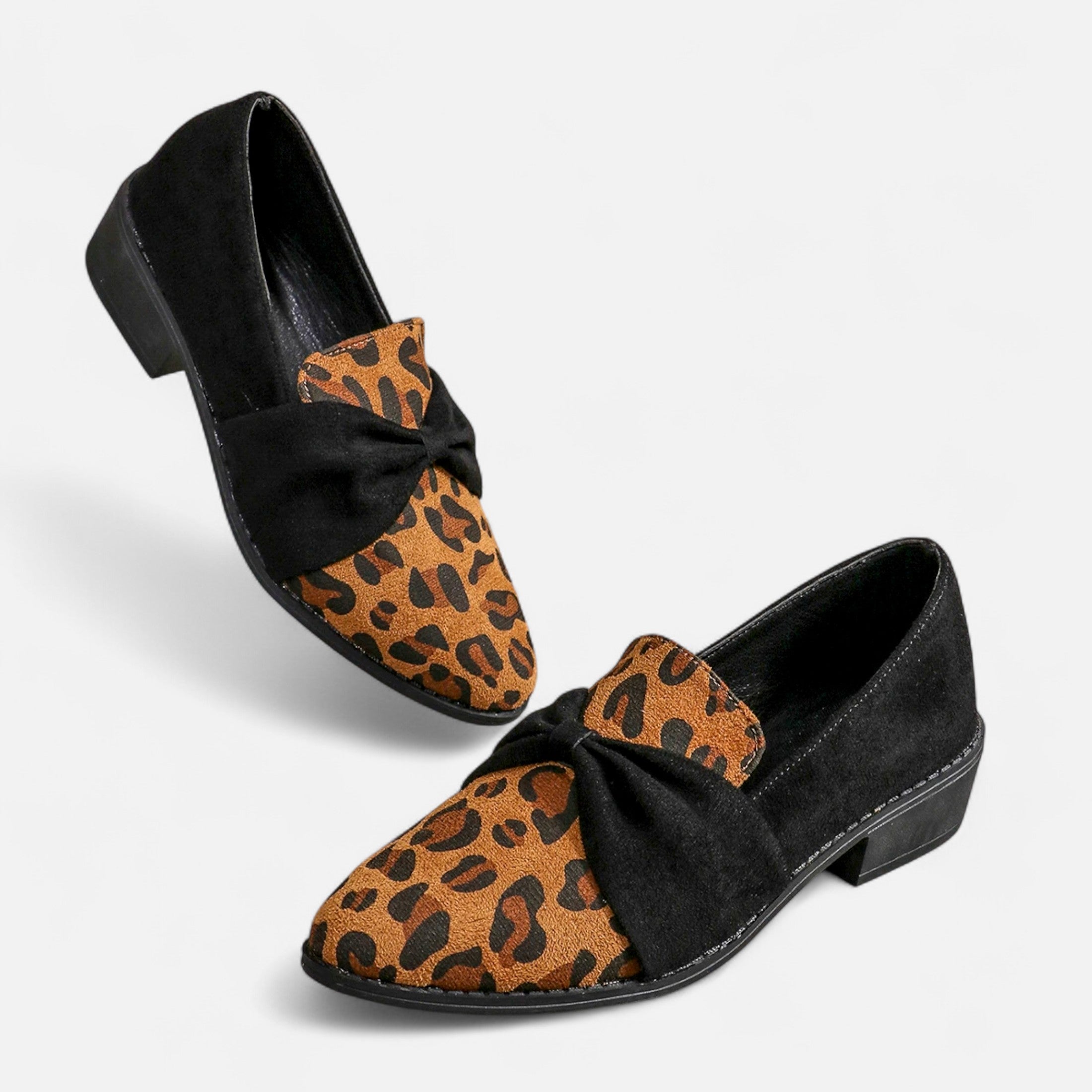 Anne &amp; Mari | Naiste Nubuk Loafers – Leopardimustriga Keskmine Konts