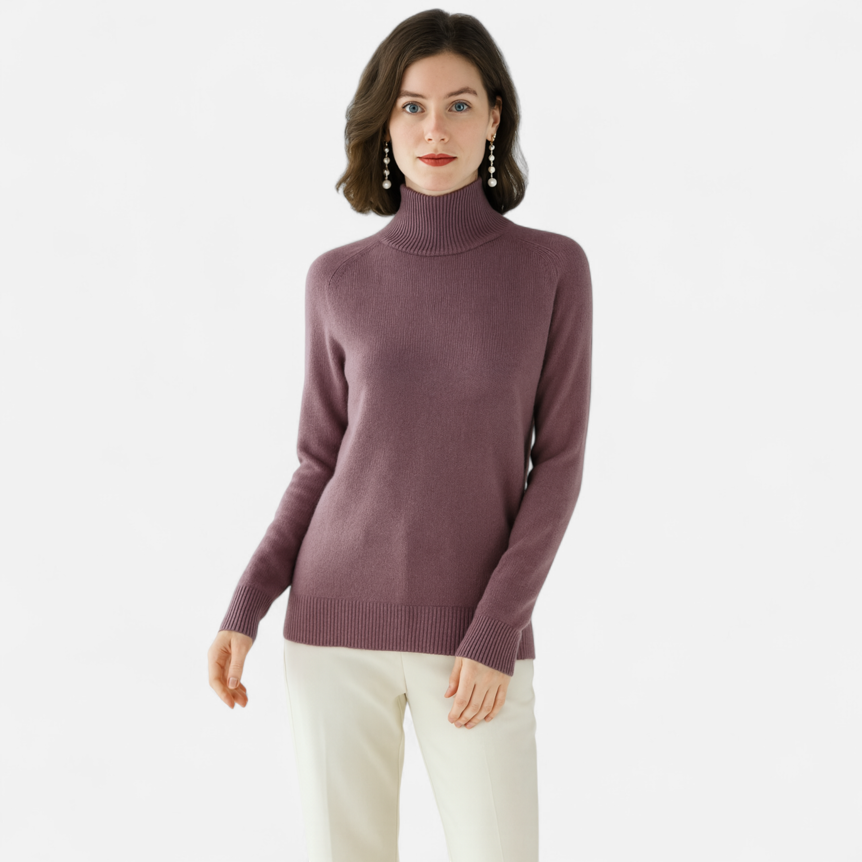 Anne &amp; Mari | Naiste Meriinovilla ja Cashmere Mock-Neck Kampsun