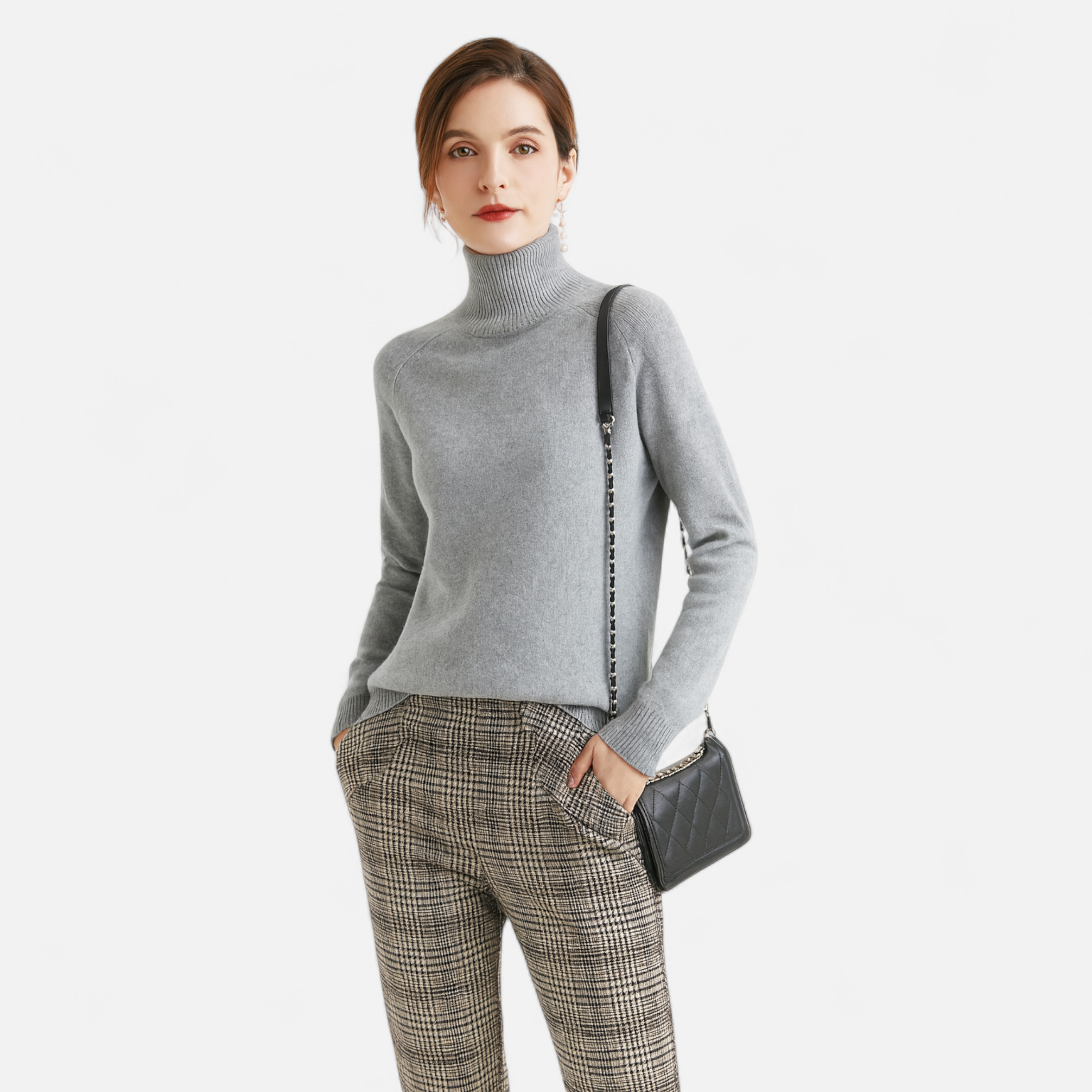 Anne &amp; Mari | Naiste Meriinovilla ja Cashmere Mock-Neck Kampsun