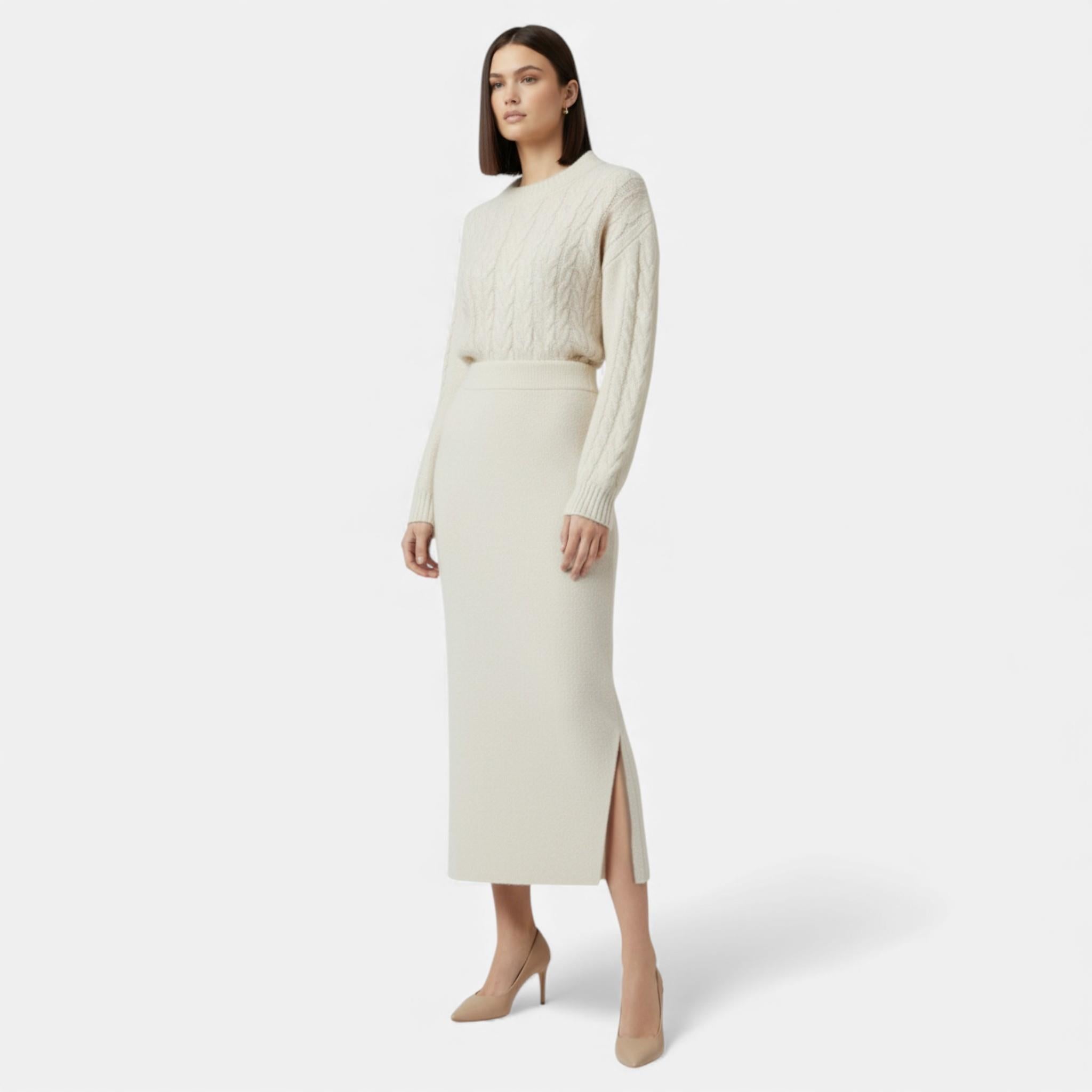 Anne &amp; Mari | Naiste Villane A-Liini Jagatud Midi Seelik