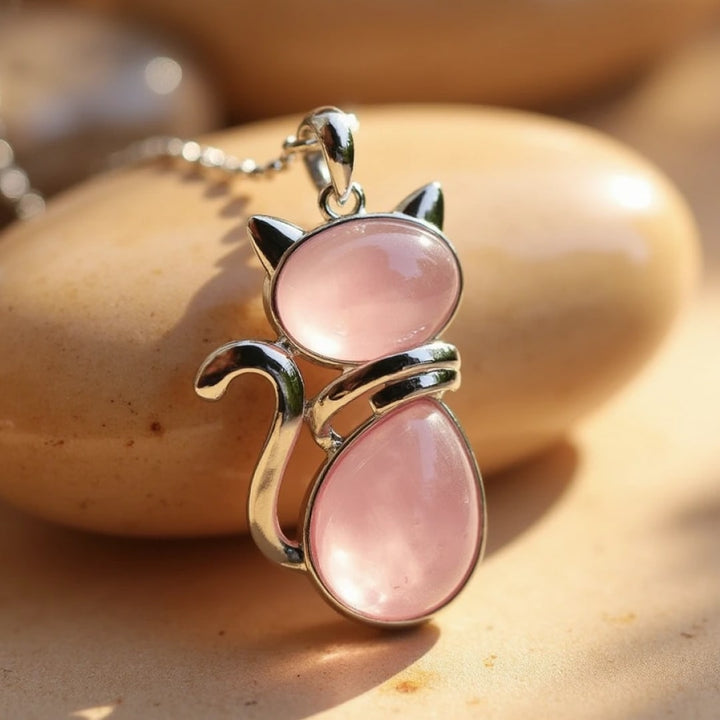 Náhrdelník s mačacím príveskom z prírodného kameňa 