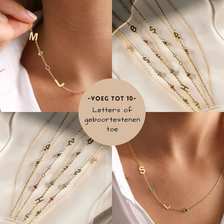 Dámsky iniciálny náhrdelník s narodeninovým kameňom 