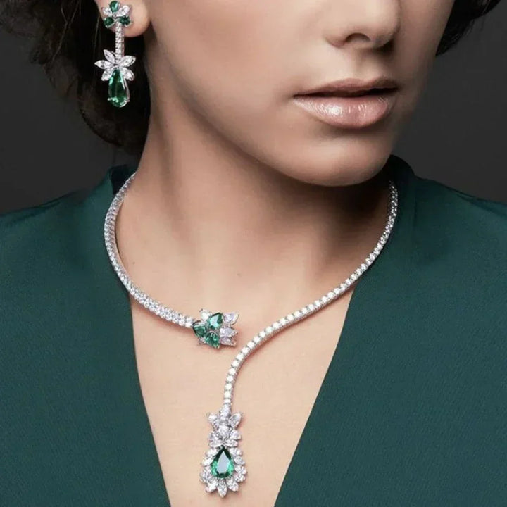 Vintage Náhrdelník Bloeiing van Smaragd 