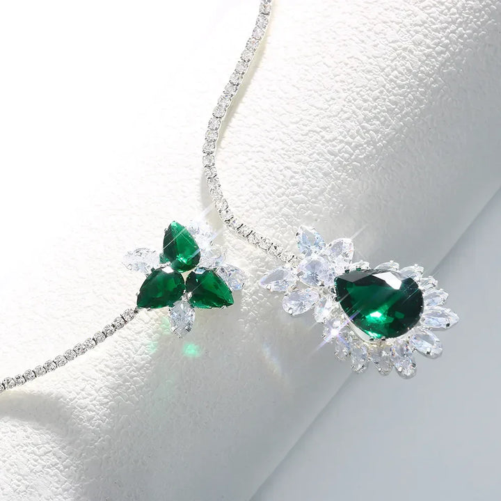 Vintage Náhrdelník Bloeiing van Smaragd 