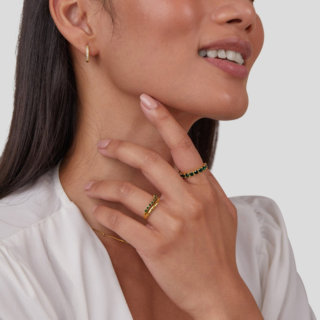 Mary - Smaragdovo zelený, vrstvený prsteň 