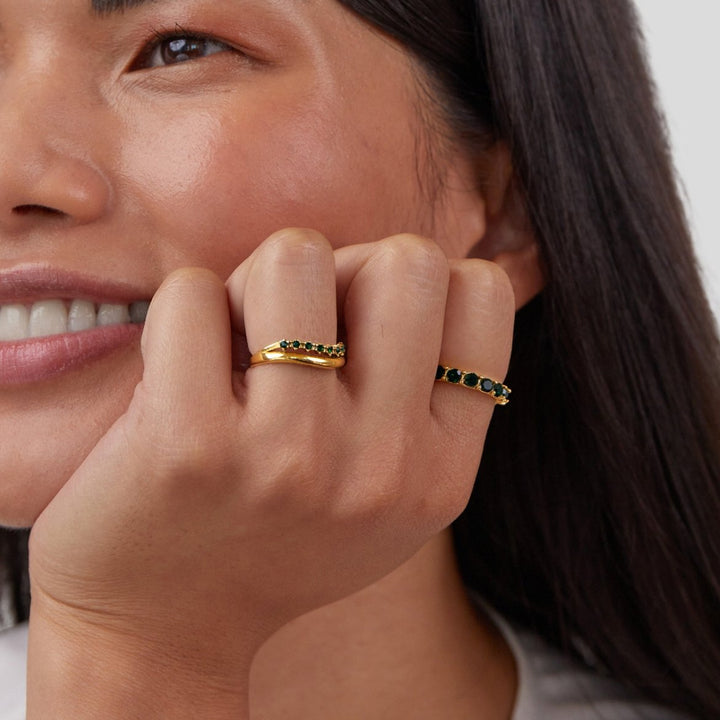 Mary - Smaragdovo zelený, vrstvený prsteň 