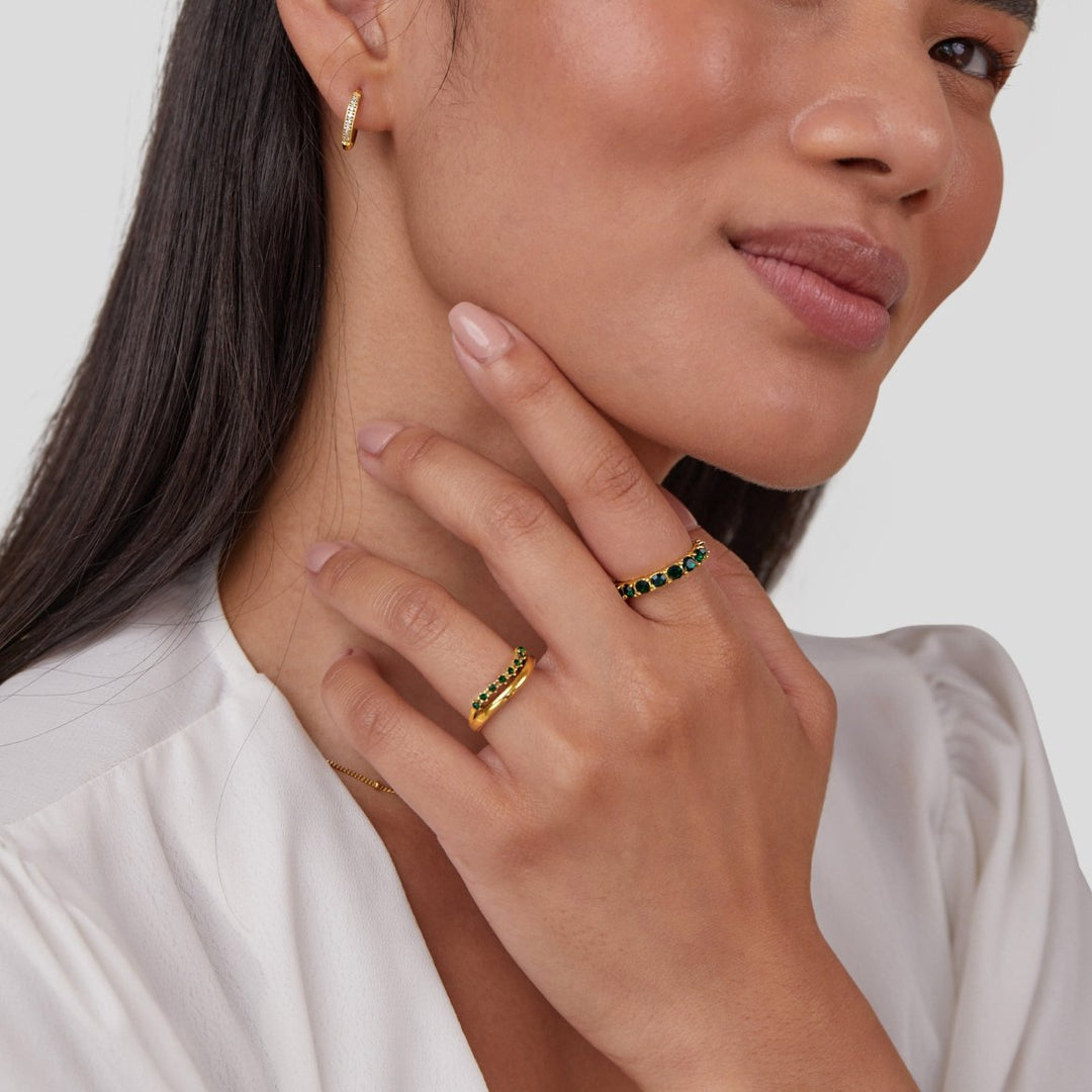 Mary - Smaragdovo zelený, vrstvený prsteň 